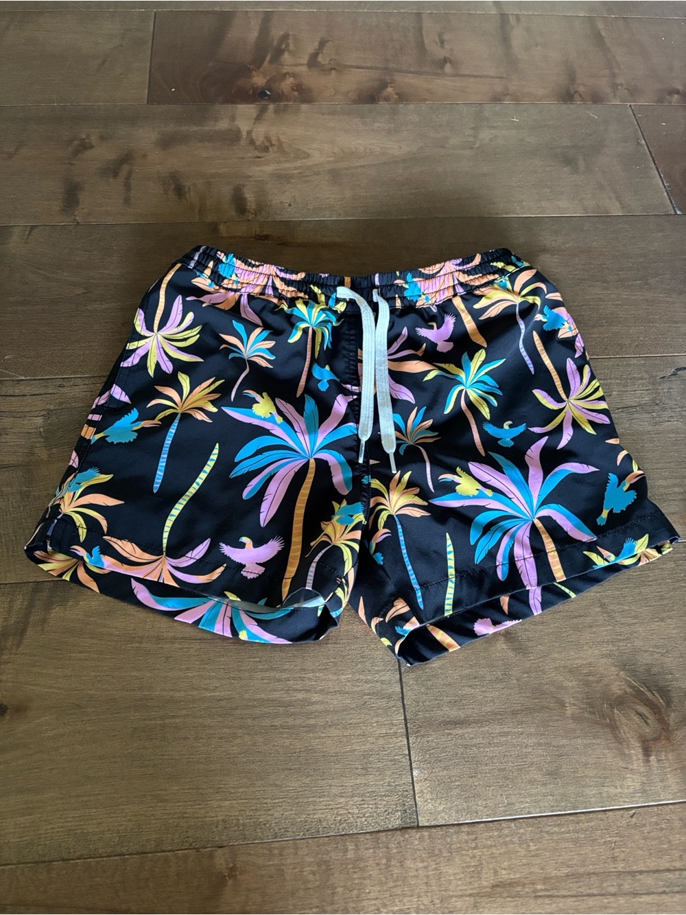 chubbies palm tree and pelican Print Swim Trunks, size M